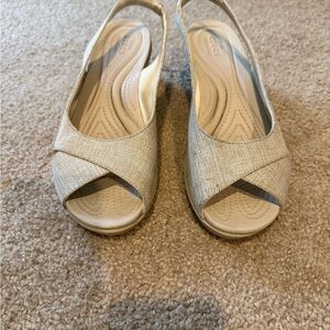 CROCS Beige Wedge Slingback Sandals